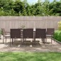 vidaXL Juego comedor jardín 9 piezas y cojines ratán sintético y acero vidaXL Juego comedor jardín 9 piezas y cojines ratán sintético y acero