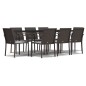 vidaXL Juego comedor jardín 9 piezas y cojines ratán sintético y acero vidaXL Juego comedor jardín 9 piezas y cojines ratán sintético y acero