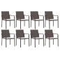 vidaXL Juego comedor jardín 9 piezas y cojines ratán sintético y acero vidaXL Juego comedor jardín 9 piezas y cojines ratán sintético y acero