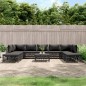 vidaXL Juego muebles de jardín 10 pzas y cojines acero gris antracita vidaXL Juego muebles de jardín 10 pzas y cojines acero gris antracita