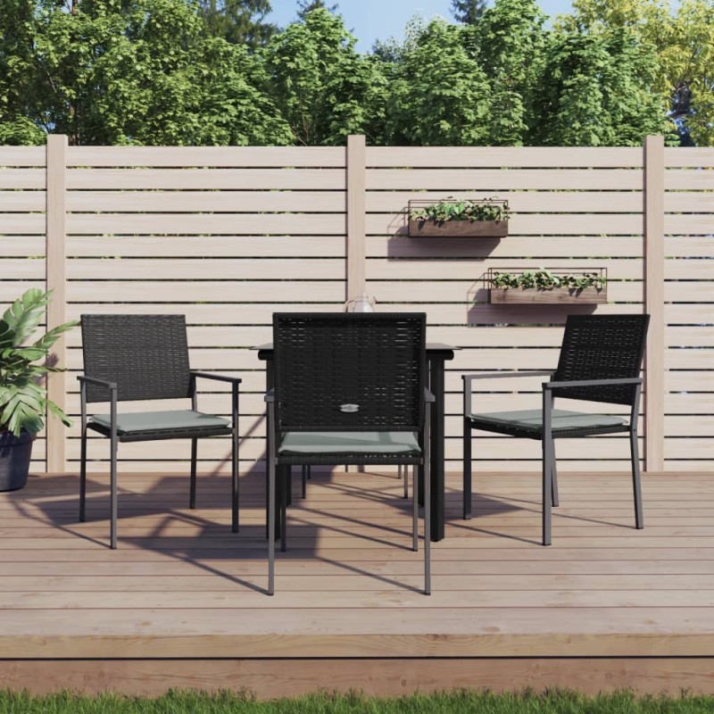 vidaXL Juego comedor jardín 5 piezas y cojines ratán sintético y acero