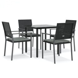 vidaXL Juego comedor jardín 5 piezas y cojines ratán sintético y acero