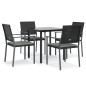 vidaXL Juego comedor jardín 5 piezas y cojines ratán sintético y acero