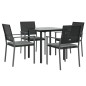 vidaXL Juego comedor jardín 5 piezas y cojines ratán sintético y acero