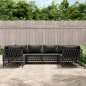 vidaXL Juego de muebles de jardín 6 pzas con cojines acero antracita vidaXL Juego de muebles de jardín 6 pzas con cojines acero antracita