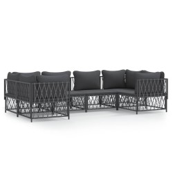 vidaXL Juego de muebles de jardín 6 pzas con cojines acero antracita
