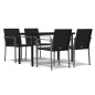 vidaXL Juego comedor jardín 5 piezas y cojines ratán sintético y acero vidaXL Juego comedor jardín 5 piezas y cojines ratán sintético y acero