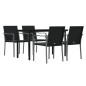 vidaXL Juego comedor jardín 5 piezas y cojines ratán sintético y acero vidaXL Juego comedor jardín 5 piezas y cojines ratán sintético y acero