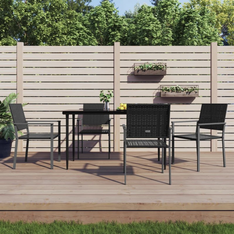 vidaXL Juego de comedor para jardín 5 piezas ratán sintético y acero vidaXL Juego de comedor para jardín 5 piezas ratán sintético y acero