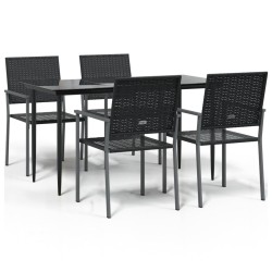 vidaXL Juego de comedor para jardín 5 piezas ratán sintético y acero