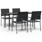 vidaXL Juego de comedor para jardín 5 piezas ratán sintético y acero vidaXL Juego de comedor para jardín 5 piezas ratán sintético y acero