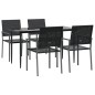 vidaXL Juego de comedor para jardín 5 piezas ratán sintético y acero vidaXL Juego de comedor para jardín 5 piezas ratán sintético y acero