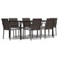 vidaXL Juego comedor jardín 7 piezas y cojines ratán sintético y acero vidaXL Juego comedor jardín 7 piezas y cojines ratán sintético y acero