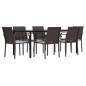 vidaXL Juego comedor jardín 7 piezas y cojines ratán sintético y acero vidaXL Juego comedor jardín 7 piezas y cojines ratán sintético y acero