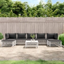 vidaXL Juego de muebles de jardín 8 piezas con cojines acero blanco