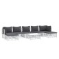 vidaXL Juego de muebles de jardín 8 piezas con cojines acero blanco vidaXL Juego de muebles de jardín 8 piezas con cojines acero blanco