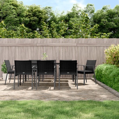 vidaXL Juego comedor jardín 9 piezas y cojines ratán sintético y acero