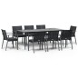 vidaXL Juego comedor jardín 9 piezas y cojines ratán sintético y acero vidaXL Juego comedor jardín 9 piezas y cojines ratán sintético y acero