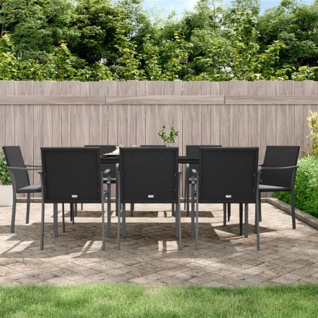 vidaXL Juego comedor jardín 9 piezas y cojines ratán sintético y acero