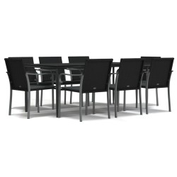 vidaXL Juego comedor jardín 9 piezas y cojines ratán sintético y acero
