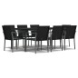 vidaXL Juego comedor jardín 9 piezas y cojines ratán sintético y acero vidaXL Juego comedor jardín 9 piezas y cojines ratán sintético y acero