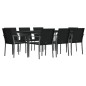 vidaXL Juego comedor jardín 9 piezas y cojines ratán sintético y acero vidaXL Juego comedor jardín 9 piezas y cojines ratán sintético y acero