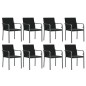 vidaXL Juego comedor jardín 9 piezas y cojines ratán sintético y acero vidaXL Juego comedor jardín 9 piezas y cojines ratán sintético y acero