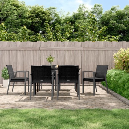 vidaXL Juego comedor jardín 7 piezas y cojines ratán sintético y acero