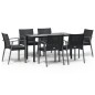 vidaXL Juego comedor jardín 7 piezas y cojines ratán sintético y acero vidaXL Juego comedor jardín 7 piezas y cojines ratán sintético y acero