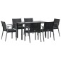 vidaXL Juego comedor jardín 7 piezas y cojines ratán sintético y acero vidaXL Juego comedor jardín 7 piezas y cojines ratán sintético y acero