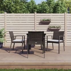 vidaXL Juego comedor jardín 5 piezas y cojines ratán sintético y acero