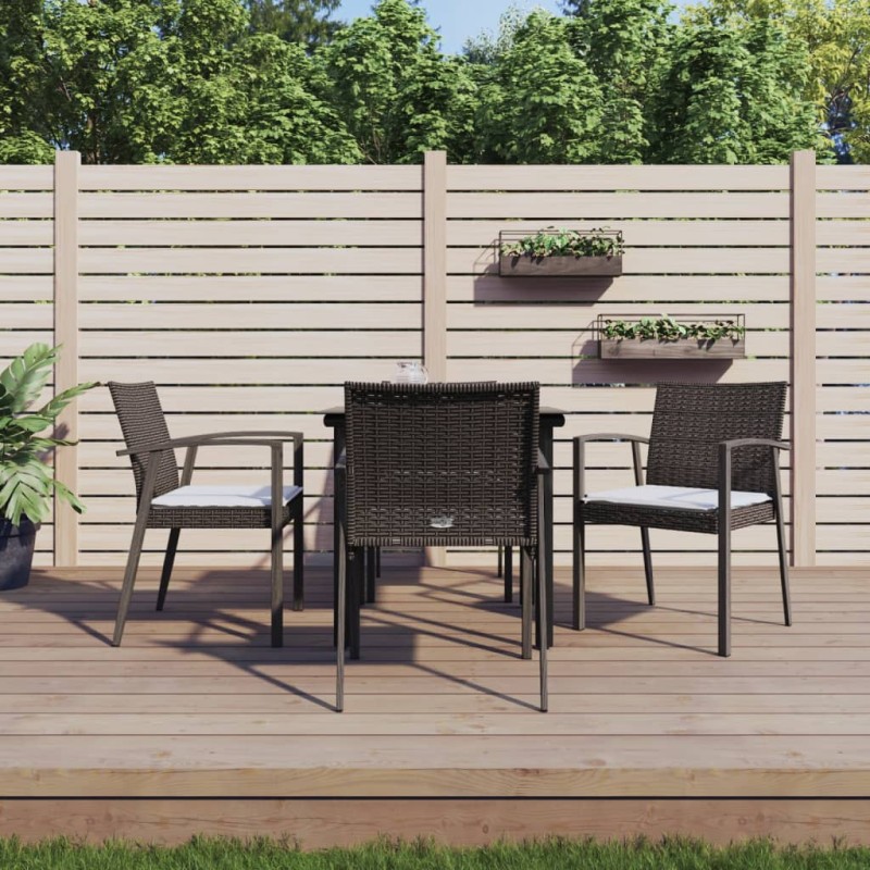vidaXL Juego comedor jardín 5 piezas y cojines ratán sintético y acero vidaXL Juego comedor jardín 5 piezas y cojines ratán sintético y acero