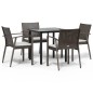 vidaXL Juego comedor jardín 5 piezas y cojines ratán sintético y acero vidaXL Juego comedor jardín 5 piezas y cojines ratán sintético y acero