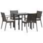 vidaXL Juego comedor jardín 5 piezas y cojines ratán sintético y acero vidaXL Juego comedor jardín 5 piezas y cojines ratán sintético y acero