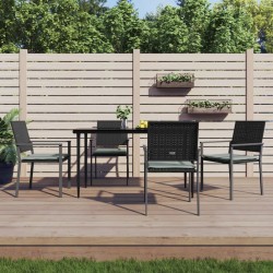 vidaXL Juego comedor jardín 5 piezas y cojines ratán sintético y acero