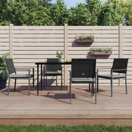 vidaXL Juego comedor jardín 5 piezas y cojines ratán sintético y acero