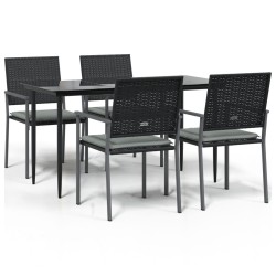 vidaXL Juego comedor jardín 5 piezas y cojines ratán sintético y acero