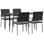 vidaXL Juego comedor jardín 5 piezas y cojines ratán sintético y acero vidaXL Juego comedor jardín 5 piezas y cojines ratán sintético y acero