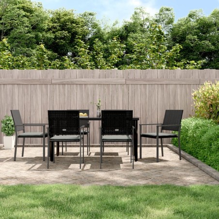 vidaXL Juego comedor jardín 7 piezas y cojines ratán sintético y acero