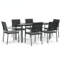 vidaXL Juego comedor jardín 7 piezas y cojines ratán sintético y acero
