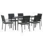 vidaXL Juego comedor jardín 7 piezas y cojines ratán sintético y acero
