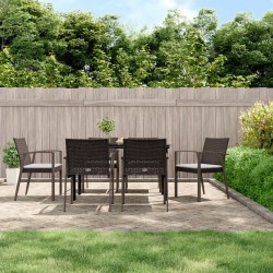 vidaXL Juego comedor jardín 7 piezas y cojines ratán sintético y acero
