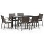 vidaXL Juego comedor jardín 7 piezas y cojines ratán sintético y acero vidaXL Juego comedor jardín 7 piezas y cojines ratán sintético y acero