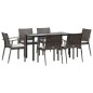 vidaXL Juego comedor jardín 7 piezas y cojines ratán sintético y acero vidaXL Juego comedor jardín 7 piezas y cojines ratán sintético y acero