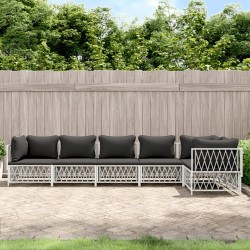 vidaXL Juego de muebles de jardín 6 piezas con cojines acero blanco