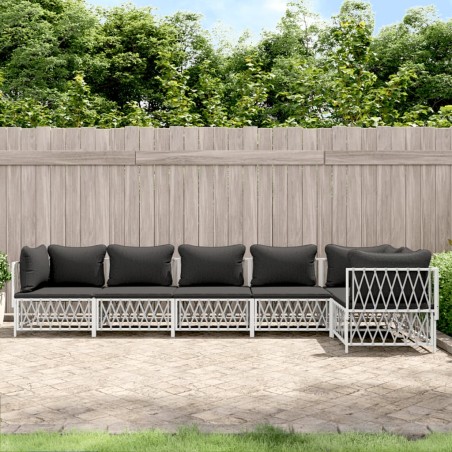 vidaXL Juego de muebles de jardín 6 piezas con cojines acero blanco