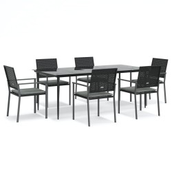 vidaXL Juego comedor jardín 7 piezas y cojines ratán sintético y acero