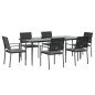 vidaXL Juego comedor jardín 7 piezas y cojines ratán sintético y acero vidaXL Juego comedor jardín 7 piezas y cojines ratán sintético y acero