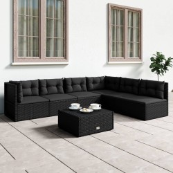 vidaXL Set muebles de jardín 6 piezas y cojines ratán sintético negro