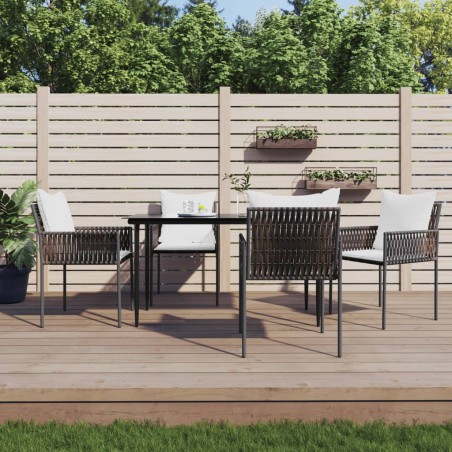 vidaXL Juego comedor jardín 5 piezas y cojines ratán sintético y acero